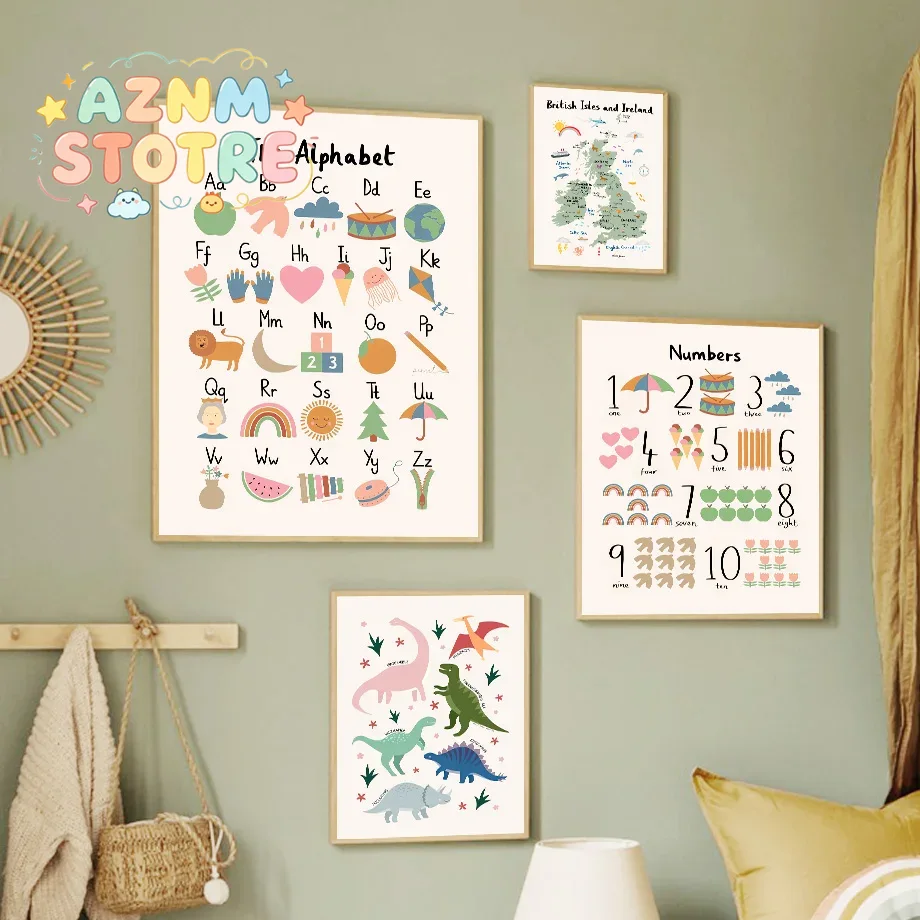 Home Improvement Kids - Animal World Map Dinosaur Alphabet Number