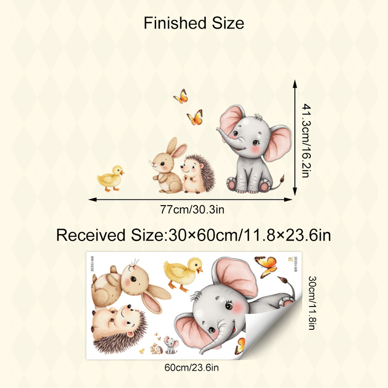 Cartoon Animal Wall Sticker -  - огляд і ціна Home Improvement Kids